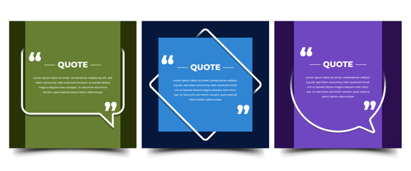 Set of Modern quote square banner template. Usable for social media post, card, and web ad