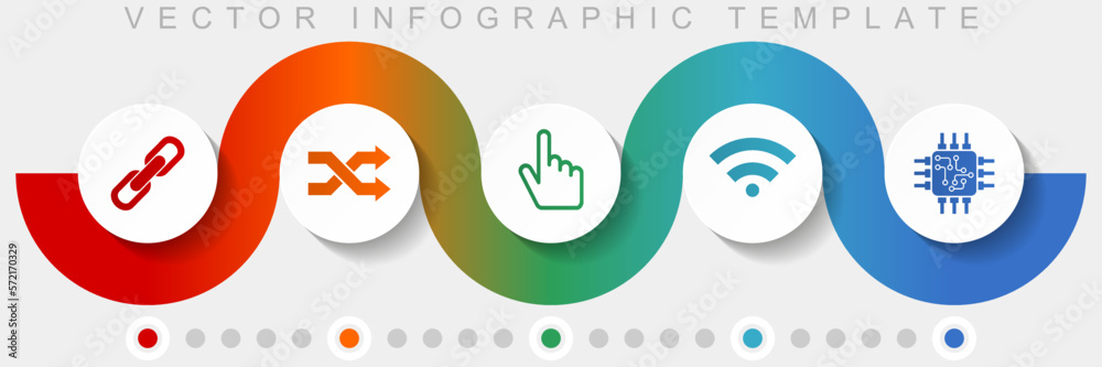 Aufkleber Web and internet infographic vector template with icon set, miscellaneous icons such as chain, arrows, finger, signal and chip for webdesign and mobile applications
