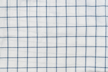 White cotton fabric with square blue lines.