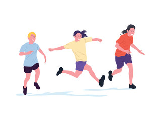 Fototapeta na wymiar Students Running Together in isolated illustration graphic vector
