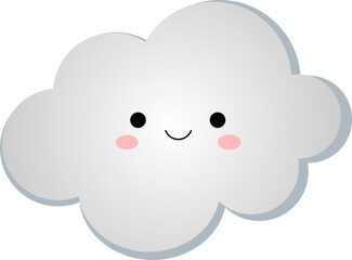 Smiling cartoon cloud character on isolated white background. Vector illustration.