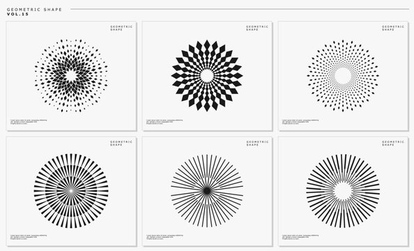 Modern Rounded Line Circle Logo Design Template. Spark Blend Lines Abstract Set.