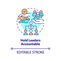 Hold leaders accountable concept icon. Making DEI efforts effective practice abstract idea thin line illustration. Isolated outline drawing. Editable stroke. Arial, Myriad Pro-Bold fonts used