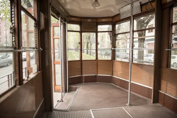 Rolgordijnen Empty Tram in City of Milan, Lombardy in Italy. © Mats Silvan