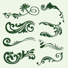 set of floral elements