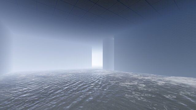 alone in backrooms liminal space 3d render