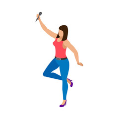 Karaoke Girl Isometric Composition