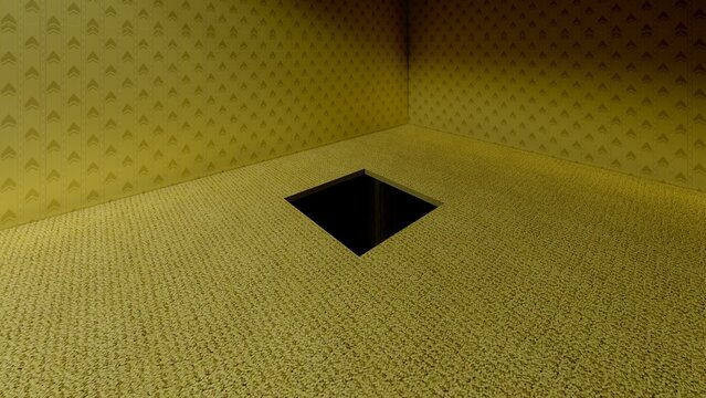 alone in backrooms liminal space 3d render