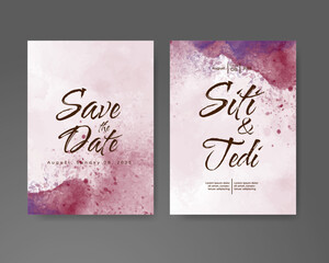 Wedding invitation with abstract watercolor background