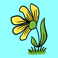 Illustration of a yellow daisy, Vector Illustration