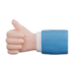 3d render of hand with thumbs up gesture isolated