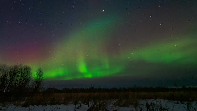 Northern Lights or Aurora Borealis Lights 4K timelaps. Beautiful night background. 4k Time Lapse.
