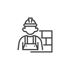 Builder, bricklayer line icon