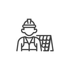 Roof repair service line icon