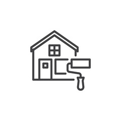 House painting service line icon