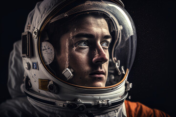 Fototapeta premium Astronaut looking serius with google reflection, illustration Generative Ai