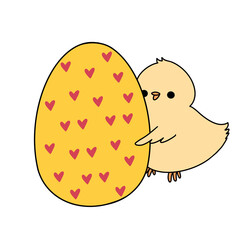 Cute Easter chick color illustration.