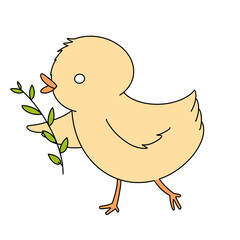 Cute Easter chick color illustration.
