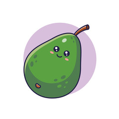 Cute Kawaii Avocado character. Vector hand drawn cartoon icon illustration. Avocado character in doodle style. Isolated on white background.