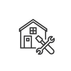 Home repair service line icon