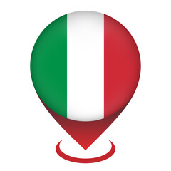 Map pointer with contry Italy. Italy flag. Vector illustration.