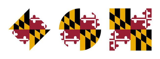 Maryland flag icon set. PNG - obrazy, fototapety, plakaty