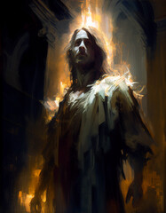 Illustration of Jesus created with Generative AI Technology