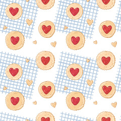 cute hand drawn vector seamless pattern of bright cookies