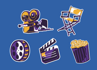 Set Entertainment Cinema Elements Icons
