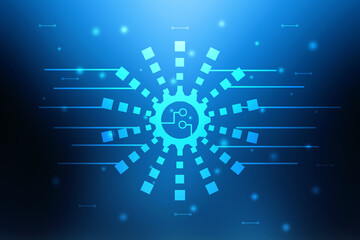 2d illustration Abstract futuristic electronic circuit technology background