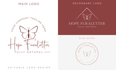 Beauty Butterfly logo. Luxury line logotype design. Universal premium butterfly symbol logotype.