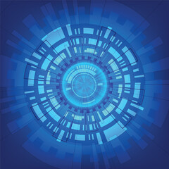 Abstract futuristic blue circle interface background