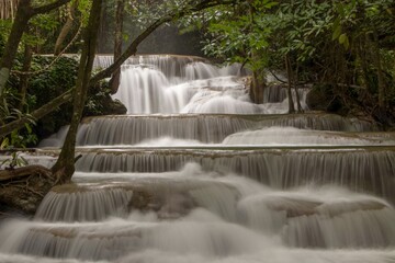 Beautiful Waterfall in a tropical Forest. Long Exposure
