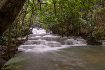 Beautiful Waterfall in a tropical Forest. Long Exposure