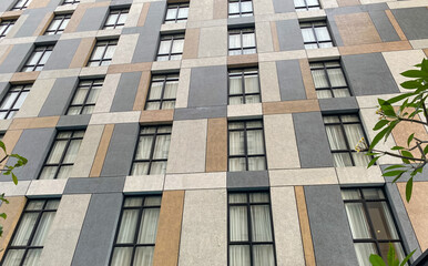 Padang, Indonesia. January 2023: The hotel building with its window arrangement looks neat from below.