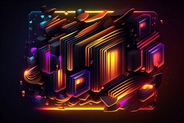 abstract background with neon lines made with generative ai