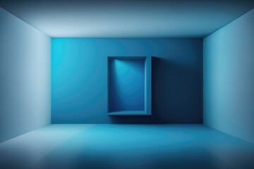 Abstract Luxury blue gradient wall and empty studio room background Generative AI