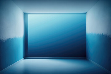 Abstract Luxury blue gradient wall and empty studio room background Generative AI