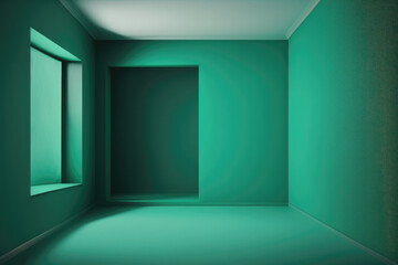 Abstract Luxury green gradient wall and empty studio room background Generative AI
