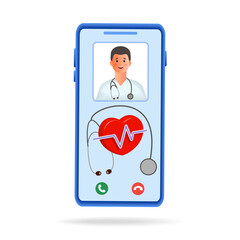 The concept of an online doctor's consultation. Healthcare, medicine, diagnostics.
 3d vector illustration.