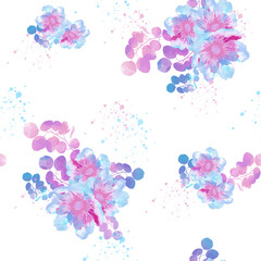 Watercolor hand painted botanical flowers. Aquarelle wild flower for background, texture, wrapper pattern, frame, border or mockup. Artistic botanical illustration