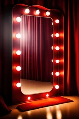 Foto op Canvas Un miroir d'artiste en loge avec des ampoules - generative AI © shocky