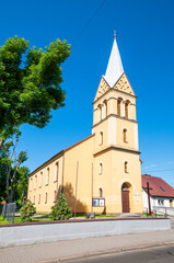 Fototapeta na wymiar Church st. John the Baptist in Lubrza, Lubusz Voivodeship, Poland