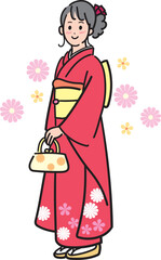 着物姿の若い女性