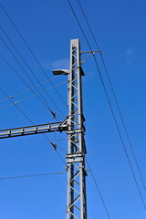 Steel pole of a traction line used for railway electrification in the Czech Republic