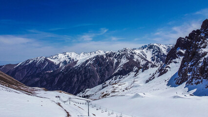 Fototapeta na wymiar alpine ski resort, mountains, cable car, gondola,