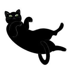 ヘソ天の黒猫、黒ねこの仰向のイラスト、黒猫のイラスト、へそ天猫、ゴロゴロしている猫のイラスト、寝ている猫のイラスト