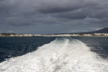 View from boat on Lanzarote, Spain