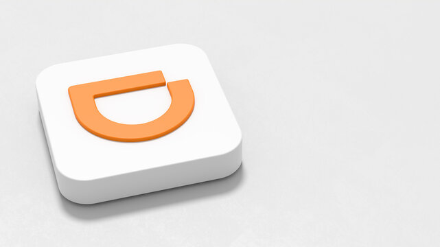 Didi App Icon on Gray Background with Copy Space