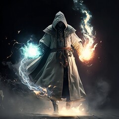 Naklejka premium wizard casting a spell